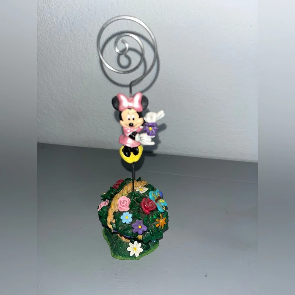Disney VTG Park Minnie Mouse Colorful Spring Floral Scene Picture Photo Holder